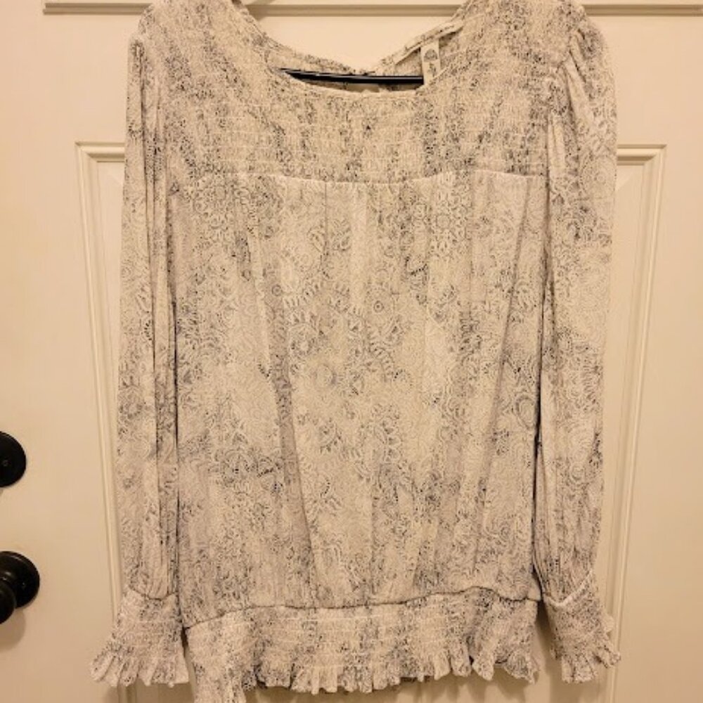 American Rag Cia Smocked Sheer Bishop Sleeve Top